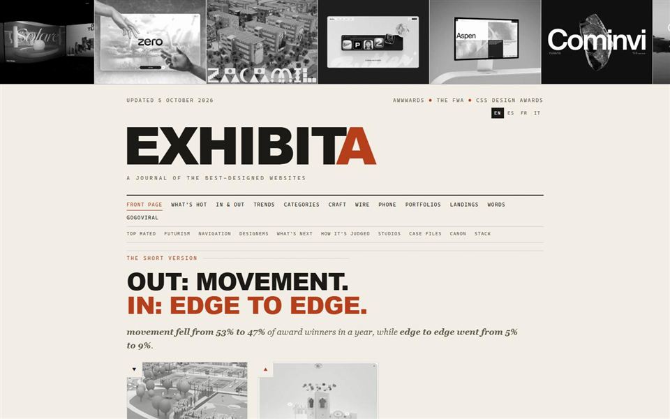 The EXHIBITA front page